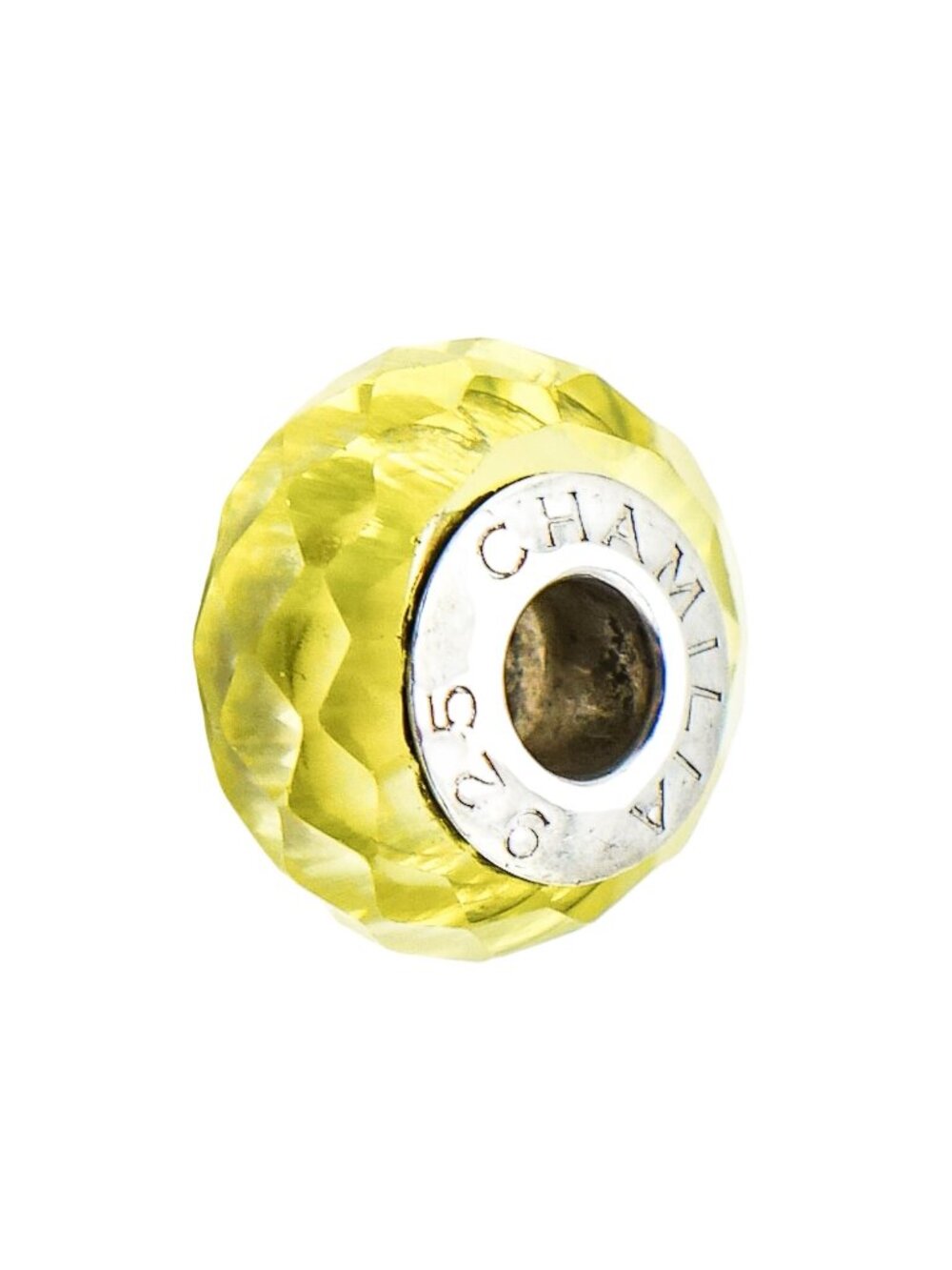Chamilia Jeweled Collection Faceted Green Murano Glass Sterling Silver Charm
